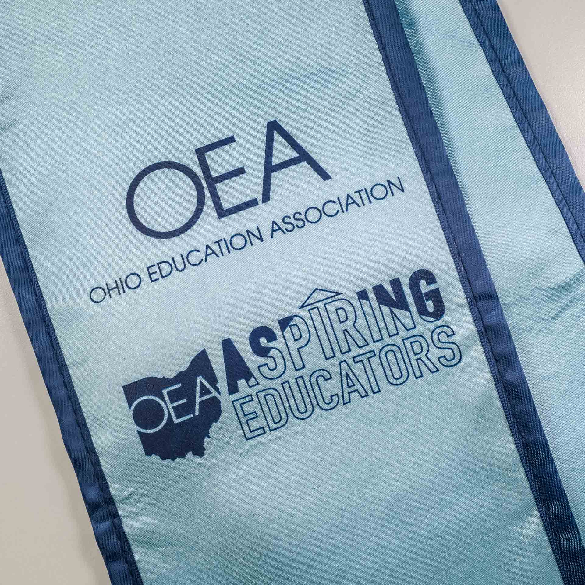 Luxury custom graduation stole made from thick bridal satin with rich sheen