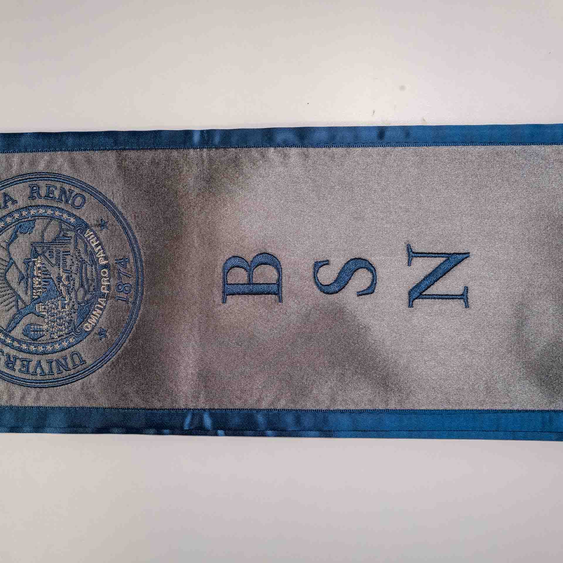 Our custom graduation stole showing full traditional length and proper drape